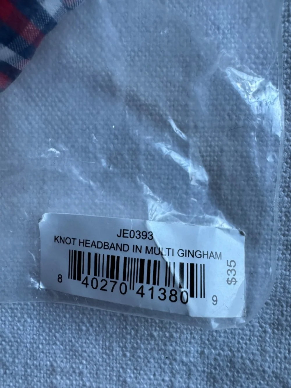 Draper James Red/White/Blue Picnic Plaid Knot Headband-NWT